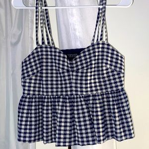Top shop navy checkered peplum top